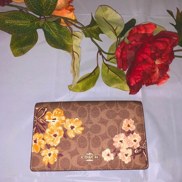 Coach Callie Foldover Chain Clutch with Prairie Floral Print - Picture 1 of 6